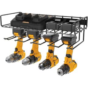 Electric Drill Storage Rack, Holds 4 Drills, 2022 Upgraded Wall Mounted Power Tool Organizer for Workshop, Shed, Garage, Home (Drill Rack)