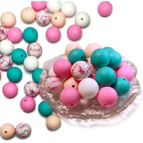50Pcs Brown Cow Silicone Beads for Keychain Making, Silicone Beads 15mm for Bracelets, Wristlets, Lanyard, Bead Pen, Necklace Jewelry Making, Rubber Beads DIY Craft Kit Accessories