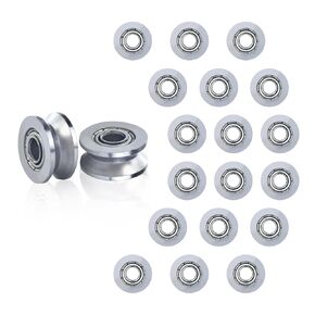 20Pcs V Groove Bearing, V623ZZ Carbon Steel V Groove Pulley Bearing, Miniature Pulley Bearing for Rail Track Linear Motion System (4x13x6mm)