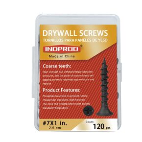 #7 x 1-3/8" Phillips Bugle Head Coarse Thread Sharp Point Drywall Screw, Self Tapping Wood Screws with Black Phosphate Coated, Ideal Screw for Drywall, Wood and Sheetrock, 90 Pieces
