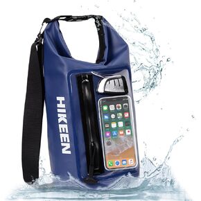 Hikeen IP68 Dry Bag Backpack Waterproof - Waterproof Zip Touch Screen Phone Case Keeps Gear Dry, Lightweight Roll Top Dry Bags Waterproof for Kayaking Boating Camping Beach Rafting with 3 D-Rings