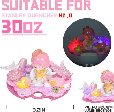 Compatible with Stanley Cup Lid Accessories Charms,Angel Sparkling Flower Charms for Stanley Cups H2.0 Accessories 30oz 40oz (Angel Pink, 40oz) in Saudi Arabia