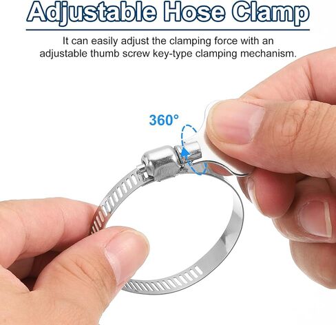 uxcell 3Pcs Stainless Steel Hose Clamps Worm Gear Hose Clamp, 155-178mm (6-1/8"to 7") Adjustable Thumb Screw Key Type Clamps Fuel Line Clamps 12mm Bandwidth for Plumbing, Automotive in Saudi Arabia