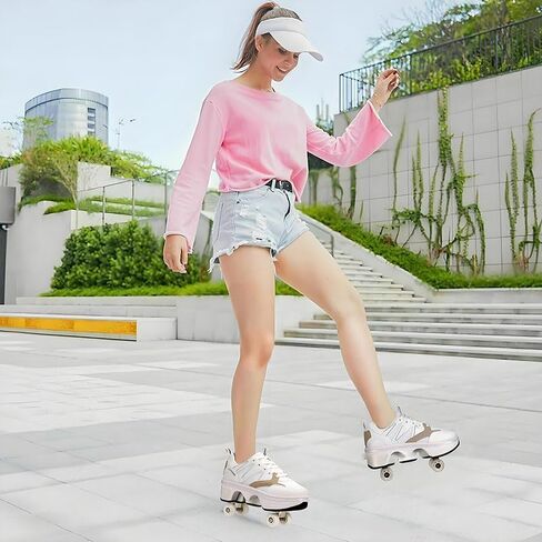 CHSSIH Roller Skate Shoes for Girls, Kids, Women, Men & Adults – Retractable Shoes with Wheels | Pop-Out High Roller Skating Shoes That Turn Into Sneaker Skates in Saudi Arabia