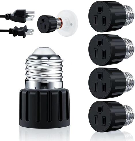 (2 Packs) 3 Prong Light Socket to Plug Adapter, E26 E27 Light Socket Outlet Adapter Polarized Light Socket Plug Adapter, Stability Performance & Professional Materials Light Socket Adapter (White) in Saudi Arabia