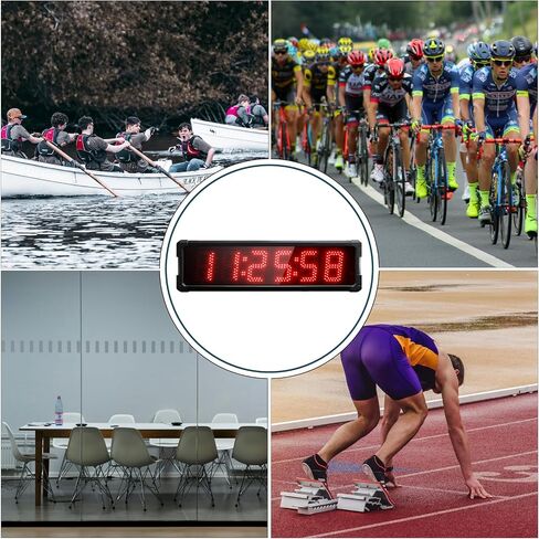 GANXIN LED Race Timing Clock, Running Event Gym Timer Clock for Countdown/Count Up,12/24 Hour Real Time Clock, Stopwatch with Remote Control,Portable Large Wall Clock，5 Inch 5-Digit (Red) in Saudi Arabia