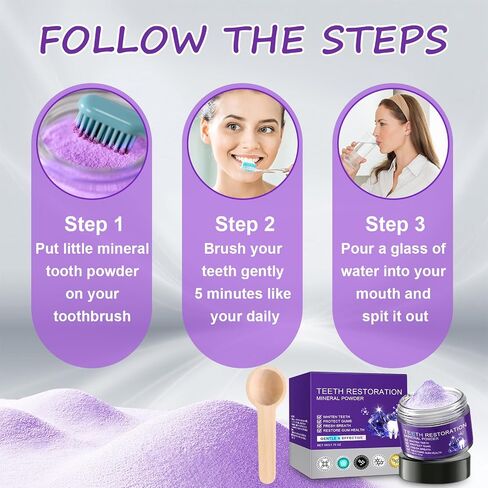 2025 New Teeth Restoration Mineral Powder Purple Natural Tooth Powder Teeth Whitening Powder Teeth and Gums Strengthening Restore Tooth Cleaning Powder Mineral Toothpaste Powder 50g in Saudi Arabia
