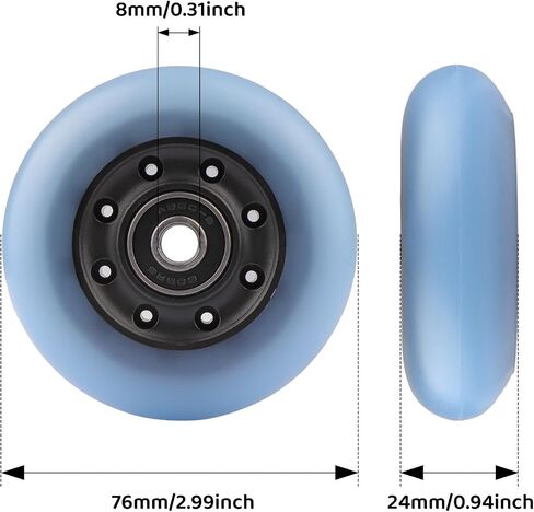 76x24mm PU Replacement Wheels 90A Caster Board Wheels for Razor Ripstik RipRider 360 FlashRider PowerRider Ripsurf Waveboard (Black) in Saudi Arabia