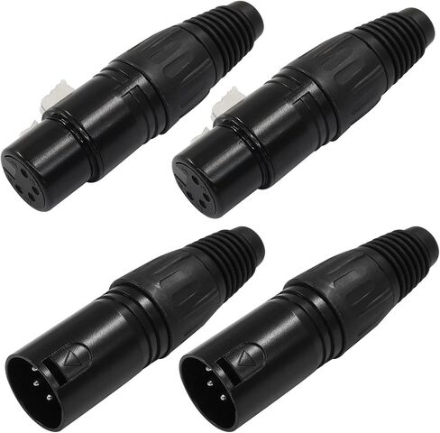 Litoexpe 4 Pcs 4 Pin XLR Female Plugs Connectors, XLR Cable Ends Solder Type Replacement Audio Socket, Female Plug Connector Mic Microphone Cable Plug Connector in Saudi Arabia