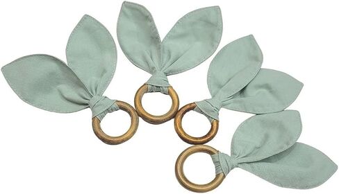 Set of 4 Bunny Ears Napkin Rings (Plaid Rose Grey) in Saudi Arabia
