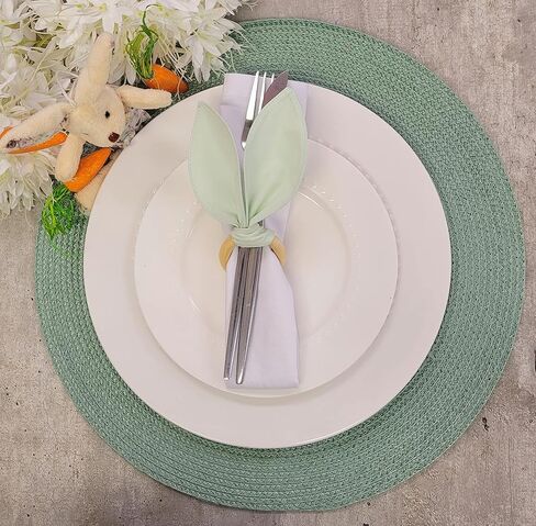 Set of 4 Bunny Ears Napkin Rings (Plaid Rose Grey) in Saudi Arabia