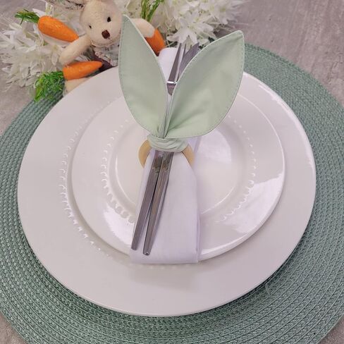 Set of 4 Bunny Ears Napkin Rings (Plaid Rose Grey) in Saudi Arabia