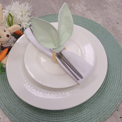 Set of 4 Bunny Ears Napkin Rings (Plaid Rose Grey) in Saudi Arabia