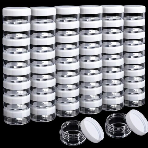HNYYZL 40Pcs Cosmetic Containers, 3 Gram Sample Empty Container Plastic Travel Pot Jar, for Eye Shadow Nails Powder Jewelry Earrings Lotion Cream Sample Make-up Storage(8 Colors, 3ML) in Saudi Arabia