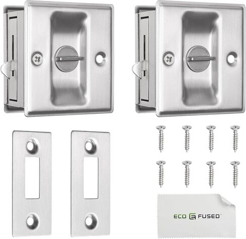 Eco-Fused Pocket Sliding Door Lock - Brushed Nickel Privacy Door Pull with Lock - Reversible - Compatible with Most Doors - Easy Grip - Doors with Thickness 1-3/8" (3.49 cm) in Saudi Arabia