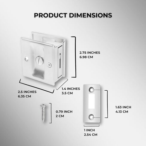 Eco-Fused Pocket Sliding Door Lock - Brushed Nickel Privacy Door Pull with Lock - Reversible - Compatible with Most Doors - Easy Grip - Doors with Thickness 1-3/8" (3.49 cm) in Saudi Arabia