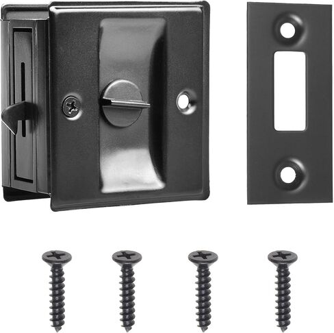 Eco-Fused Pocket Sliding Door Lock - Brushed Nickel Privacy Door Pull with Lock - Reversible - Compatible with Most Doors - Easy Grip - Doors with Thickness 1-3/8" (3.49 cm) in Saudi Arabia