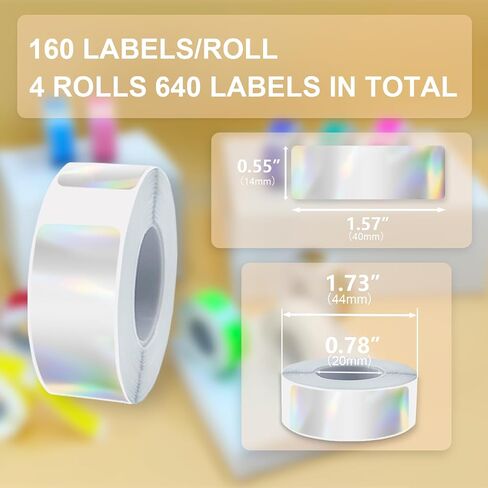 12 Rolls of Thermal Label Printing Tape, 1920 PCS in Total, 0.55"x1.57" (14mm X 40mm),160 Labels per Roll, 10 Colors, Waterproof Adhesive Print Labels, Compatible with D30 Label Tape Printer in Saudi Arabia