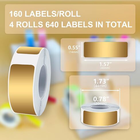 12 Rolls of Thermal Label Printing Tape, 1920 PCS in Total, 0.55"x1.57" (14mm X 40mm),160 Labels per Roll, 10 Colors, Waterproof Adhesive Print Labels, Compatible with D30 Label Tape Printer in Saudi Arabia