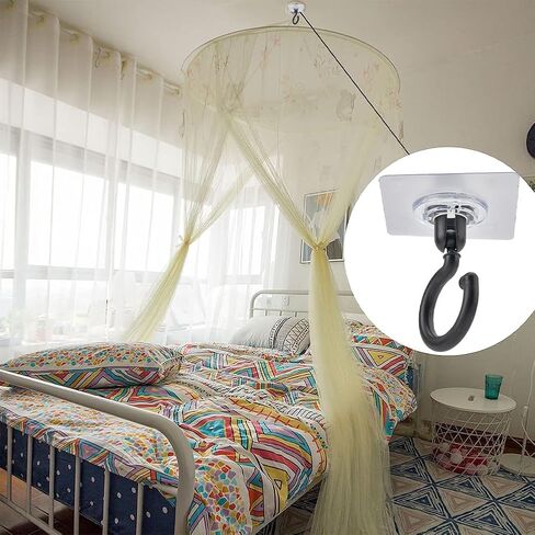 6 قطع من GORGECRAFT خطاطيف سقف شبكية لاصقة من الناموس وخطاطيف حائط دوارة للسقف تدور 360 درجة/180 درجة خطافات مثبتة لتعليق النباتات الصغيرة وحقيبة معطف المناشف وغرفة النوم وباب المطبخ، أبيض وأسود in Saudi Arabia