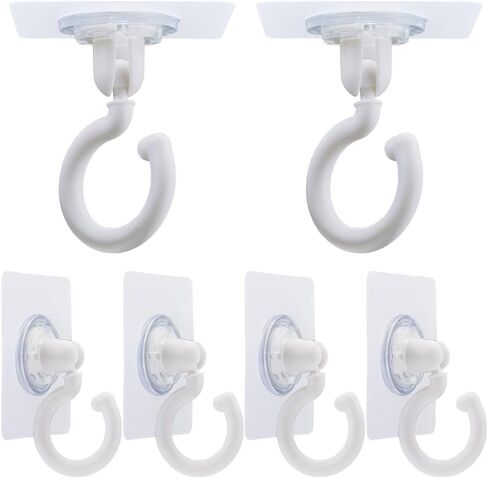 GORGECRAFT 6Pcs Adhesive Mosquito Net Ceiling Hooks and Wall Hooks Swivel Ceiling Turn 360°/180°Mounted Hooks for Hanging Small Plants Towel Coat Bag Bathroom Bedroom Kitchen Door, White&Black in Saudi Arabia