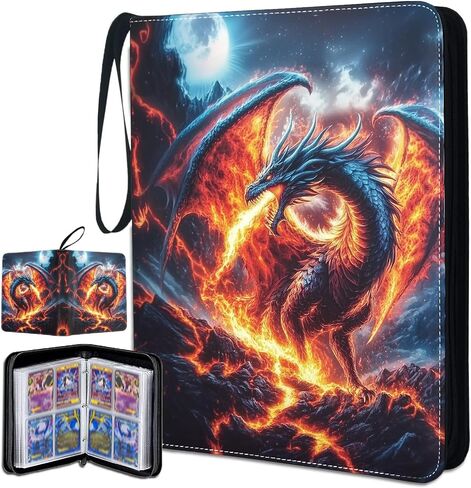 Cute Dragon Trading Card Binder ، Binder Card Card for Boys Girls Teens ، حامل بطاقة تداول قابل للتحصيل مع 400 بطاقة للتخزين ، Binder Zipper Binder Pu Health in Kuwait