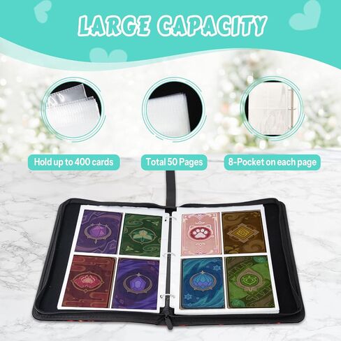 Cute Dragon Trading Card Binder ، Binder Card Card for Boys Girls Teens ، حامل بطاقة تداول قابل للتحصيل مع 400 بطاقة للتخزين ، Binder Zipper Binder Pu Health in Kuwait
