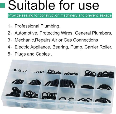O Ring kit 457 Pcs 225PCS Hydraulic o Rings 18 Size O Ring Assortment Rubber O-Ring Gasket Assortment Kit (225 PCS) in Saudi Arabia