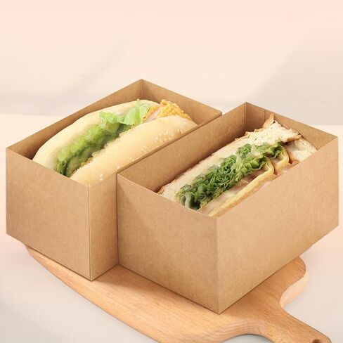 60 Pieces Paper Sandwich Boxes Sandwich Take Out Boxes Containers Sandwich Cake Boxes for Toast, Donuts, Sandwiches(White) in Saudi Arabia