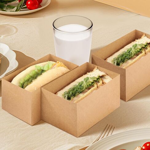 60 Pieces Paper Sandwich Boxes Sandwich Take Out Boxes Containers Sandwich Cake Boxes for Toast, Donuts, Sandwiches(White) in Saudi Arabia