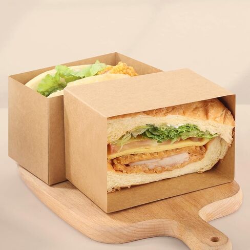 60 Pieces Paper Sandwich Boxes Sandwich Take Out Boxes Containers Sandwich Cake Boxes for Toast, Donuts, Sandwiches(White) in Saudi Arabia