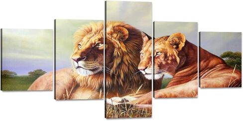 Yatsen Bridge 5 Panels Cow Canvas Wall Art Texas Longhorn Wall Decor Painting for Living Room - 60''W x 40''H in Saudi Arabia