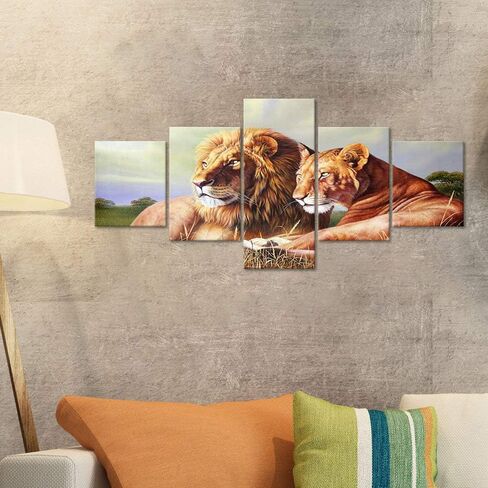 Yatsen Bridge 5 Panels Cow Canvas Wall Art Texas Longhorn Wall Decor Painting for Living Room - 60''W x 40''H in Saudi Arabia