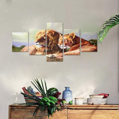 Yatsen Bridge 5 Panels Cow Canvas Wall Art Texas Longhorn Wall Decor Painting for Living Room - 60''W x 40''H in Saudi Arabia