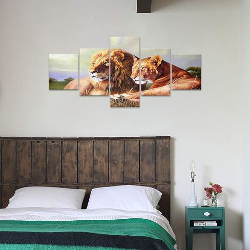 Yatsen Bridge 5 Panels Cow Canvas Wall Art Texas Longhorn Wall Decor Painting for Living Room - 60''W x 40''H in Saudi Arabia