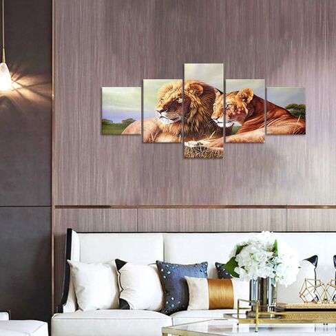 Yatsen Bridge 5 Panels Cow Canvas Wall Art Texas Longhorn Wall Decor Painting for Living Room - 60''W x 40''H in Saudi Arabia