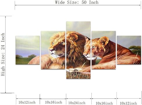 Yatsen Bridge 5 Panels Cow Canvas Wall Art Texas Longhorn Wall Decor Painting for Living Room - 60''W x 40''H in Saudi Arabia