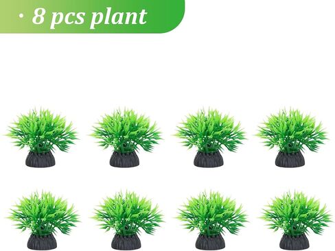 Aquarium Fish Tank Decorations 8PCS Small Blue Tree Artificial Plastic Fish Tank Plants Ornaments Safe for Betta Fish in Kuwait