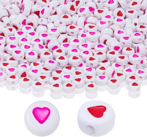 Jiebor 800pcs Heart Beads Valentines Beads Beads Bayts Bays Small Beads لأساور المجوهرات صنع الحرف Red in Kuwait