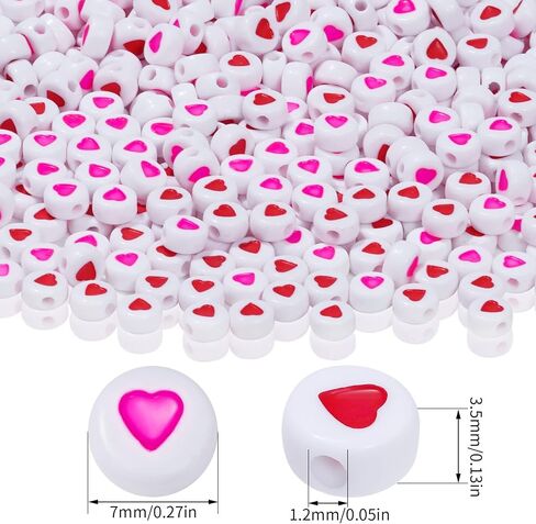 Jiebor 800pcs Heart Beads Valentines Beads Beads Bayts Bays Small Beads لأساور المجوهرات صنع الحرف Red in Kuwait