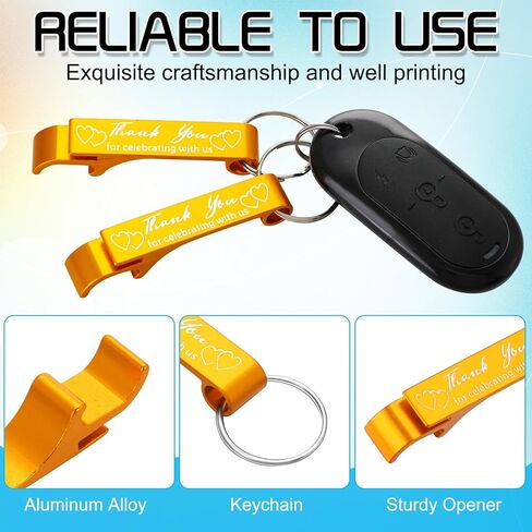 Dandat 100 Pcs Bottle Opener Keychain Bulk Thank You Wedding Favors for Guests Aluminum Wine Beer Opener Engraved Wedding Guest Gifts for Birthday Party Graduation Souvenirs(Black) in Kuwait