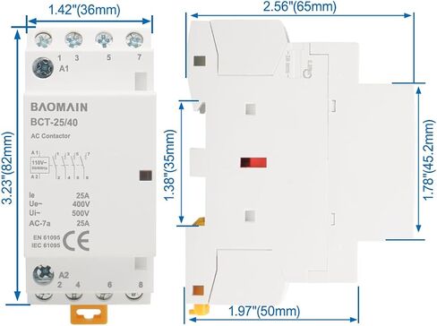 Baomain AC Coastor 40a Coil 4 عمود مفتوح عادةً التحكم العالمي في الدائرة 35 مم حديد DIN Mount CE المدرجة 4NO BCT-40/40 (4NO ، AC 110V) in Kuwait