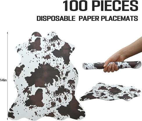 50 Pcs Western Cow Print Place Mats Disposable Cowhide Print Paper Placemats Western Cow Print Placemats for Holiday Banquet Kitchen Table Room Decor in Saudi Arabia