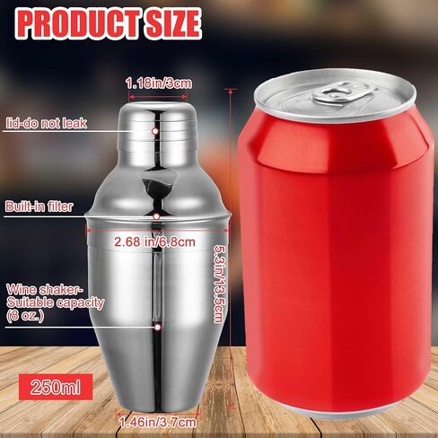 Nitial 6 Pcs Bar Cocktail Shaker Professional Stainless Steel Martini Shaker Drink Mixer with Built-in Strainer for Bartending No Leaks Boston Shaker for Bar Party Drink Mixing Tool(18.6 oz,Silver) in Saudi Arabia