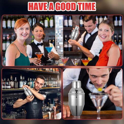 Nitial 6 Pcs Bar Cocktail Shaker Professional Stainless Steel Martini Shaker Drink Mixer with Built-in Strainer for Bartending No Leaks Boston Shaker for Bar Party Drink Mixing Tool(18.6 oz,Silver) in Saudi Arabia