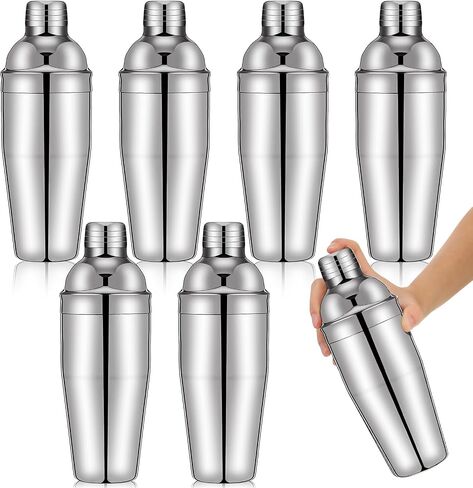 Nitial 6 Pcs Bar Cocktail Shaker Professional Stainless Steel Martini Shaker Drink Mixer with Built-in Strainer for Bartending No Leaks Boston Shaker for Bar Party Drink Mixing Tool(18.6 oz,Silver) in Saudi Arabia