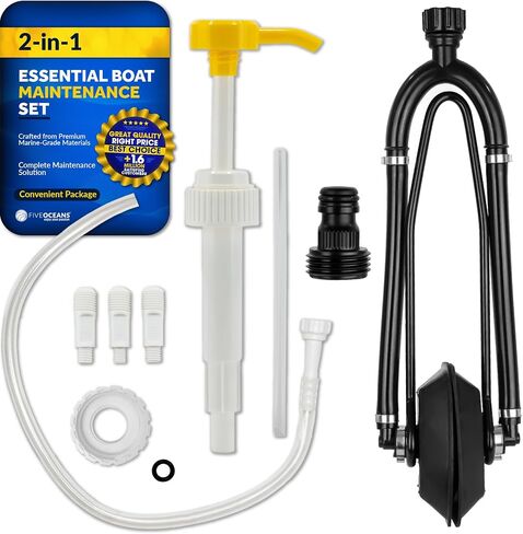 Five Oceans Universal Outboard Motor Flusher Muffs & Gear Oil Pump Set - Essential Marine Maintenance Kit for Efficient Engine Flushing & Gear Oil Changes in Kuwait