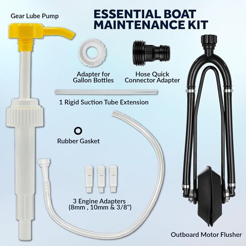 Five Oceans Universal Outboard Motor Flusher Muffs & Gear Oil Pump Set - Essential Marine Maintenance Kit for Efficient Engine Flushing & Gear Oil Changes in Kuwait