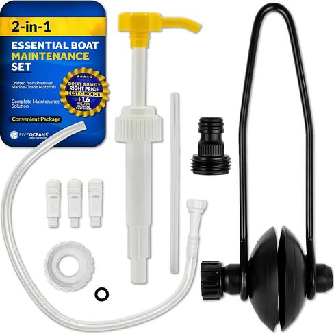 Five Oceans Universal Outboard Motor Flusher Muffs & Gear Oil Pump Set - Essential Marine Maintenance Kit for Efficient Engine Flushing & Gear Oil Changes in Kuwait
