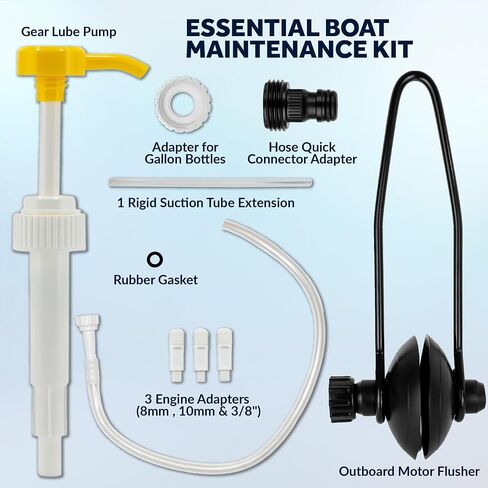 Five Oceans Universal Outboard Motor Flusher Muffs & Gear Oil Pump Set - Essential Marine Maintenance Kit for Efficient Engine Flushing & Gear Oil Changes in Kuwait